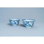 A pair of Chinese blue and white bowls, Kangxi