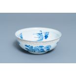 A Chinese blue and white relief-moulded bowl, Kangxi