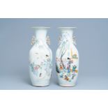 Two Chinese famille rose 'playing boys' vases, 19/20th C.