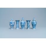 A Chinese blue and white five-piece garniture, Vung Tau Cargo, Kangxi