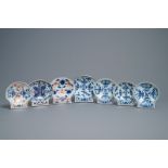 Seven Chinese blue and white and Imari-style shell-shaped dishes, Kangxi