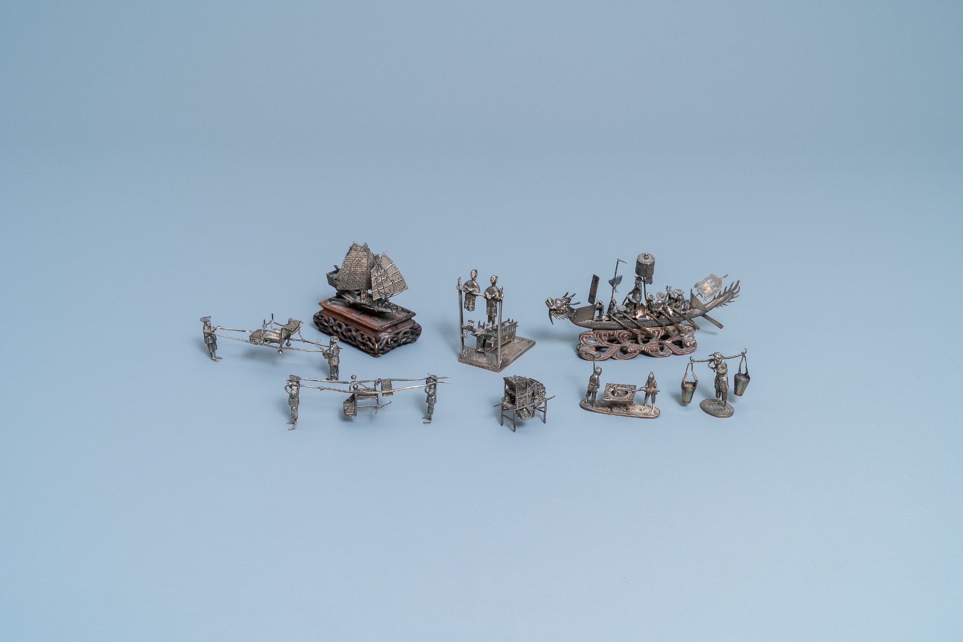 A group of Chinese silver miniatures, 19th C.