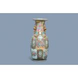 A large Chinese Canton famille rose vase, 19th C.