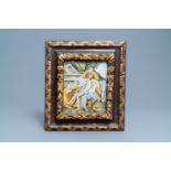 An Italian maiolica biblical scene plaque, Castelli, 18th C.