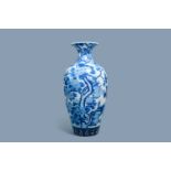 A large Japanese blue and white Arita vase, Meiji, 19th C.