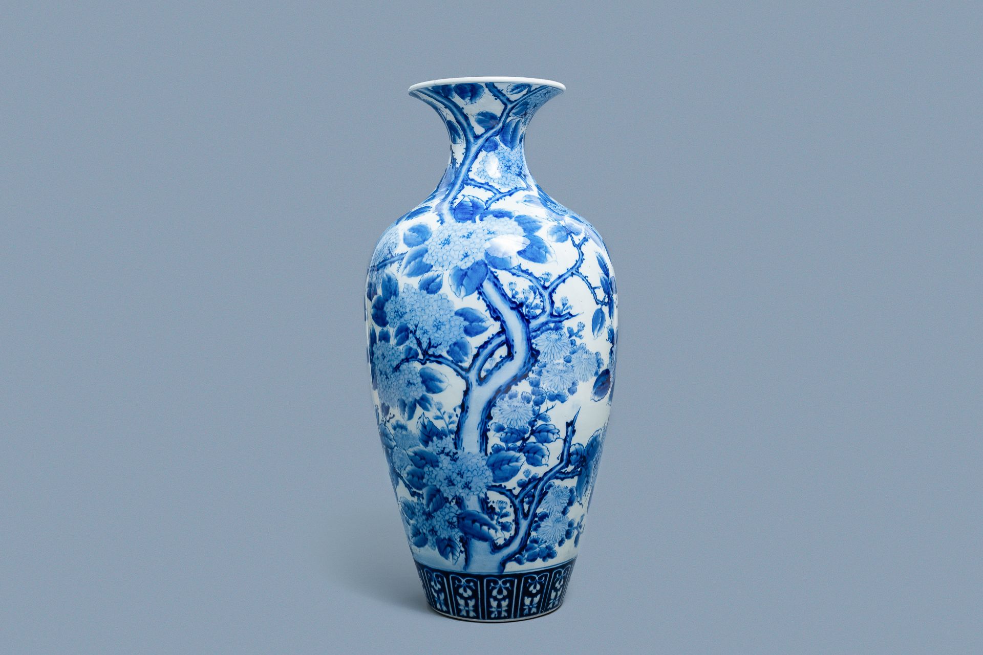 A large Japanese blue and white Arita vase, Meiji, 19th C.