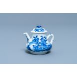 A Chinese blue and white miniature teapot and cover, Chenghua mark, Kangxi