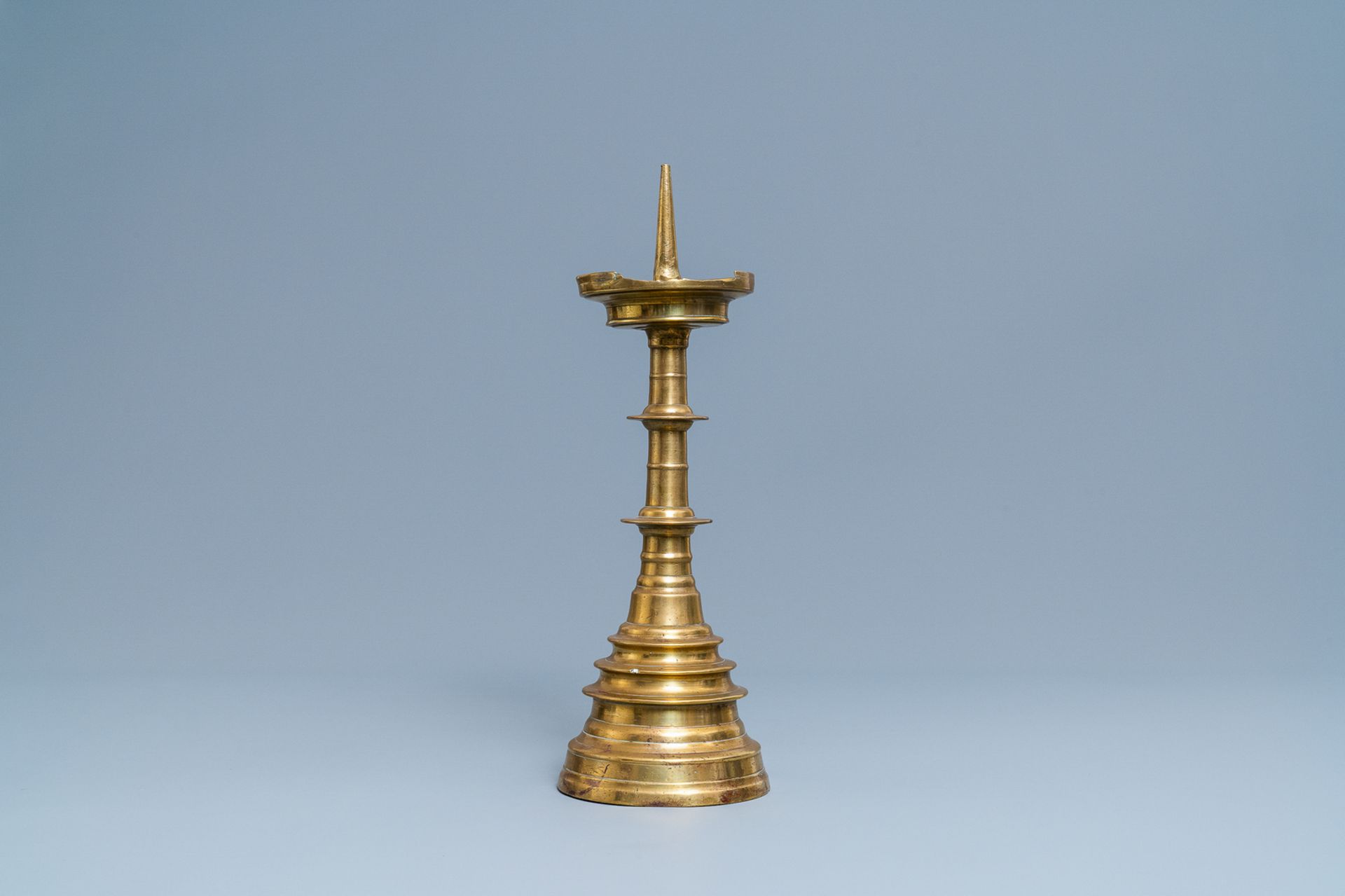 A large Flemish bronze candlestick, 16th C. - Image 4 of 7