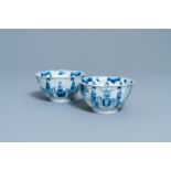 A pair of Chinese blue and white 'Long Eliza' bowls, Chenghua mark, Kangxi