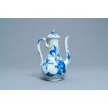 A Chinese blue and white 'Xi Xiang Ji' ewer and cover, Xuande mark, Kangxi