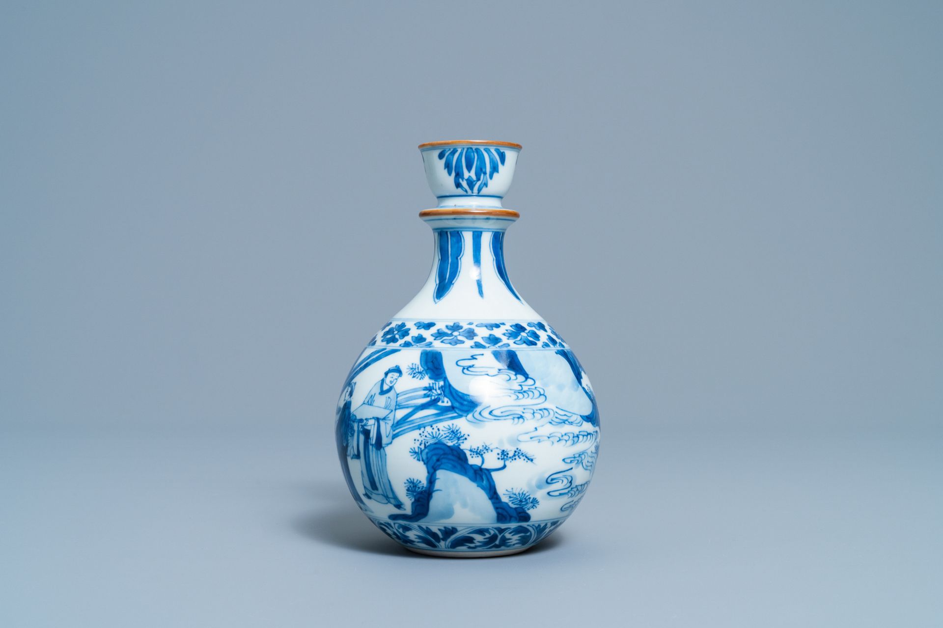 A Chinese blue and white huqqa base with a narrative design, Kangxi - Image 3 of 6