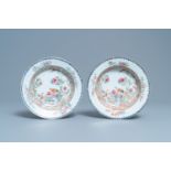 A pair of Chinese famille rose deep plates with pheasants, Yongzheng