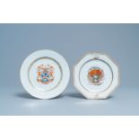 Two Chinese famille rose armorial plates for the English market with the arms of Mackay and Fitler,