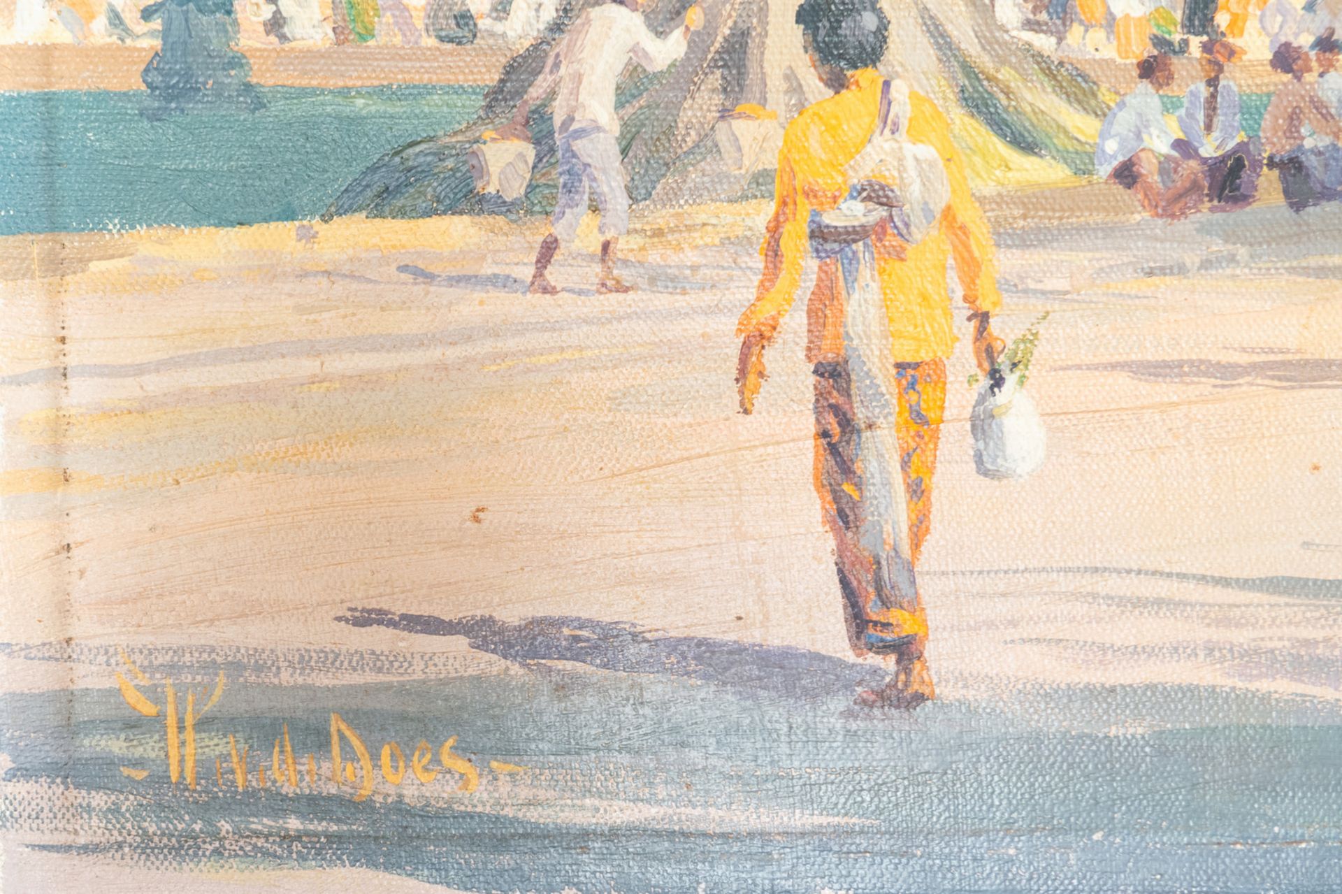Willem Jan Pieter van der Does (1889-1966), oil on canvas: 'A streetview in Bali' - Image 7 of 7