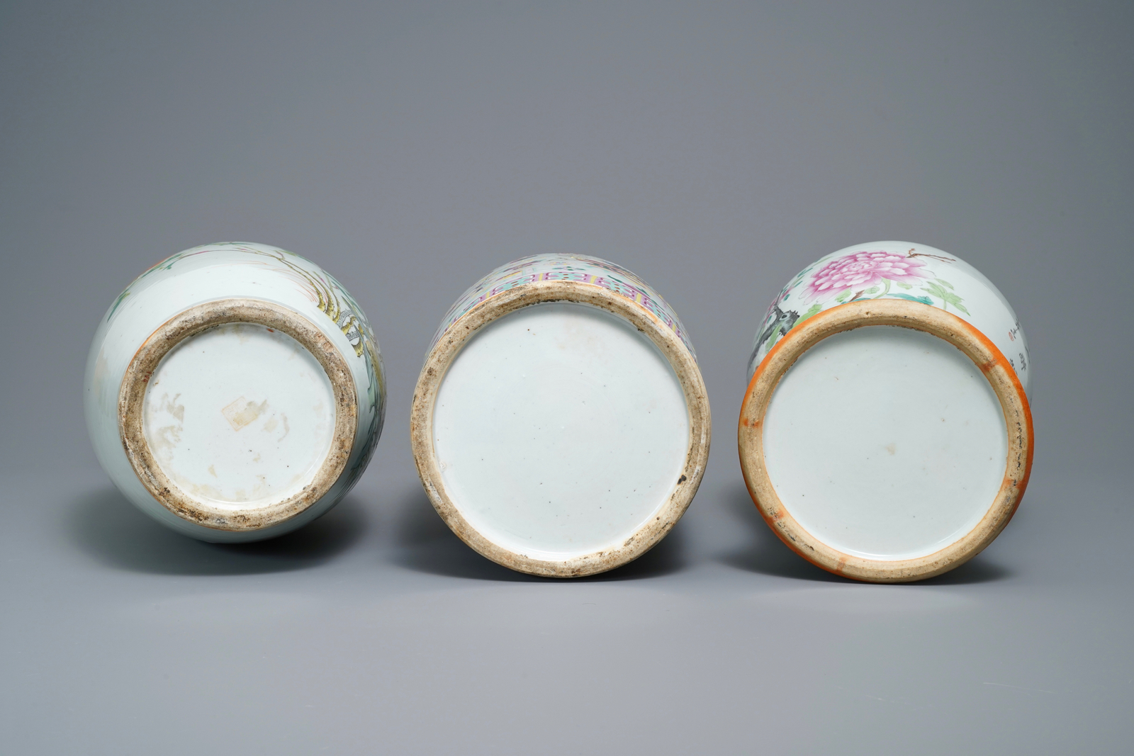 Three various Chinese famille rose vases, 19th C. - Image 6 of 12