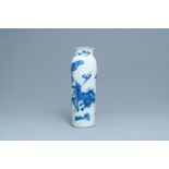 A Chinese blue and white 'qiling and phoenix' sleeve vase, Transitional period