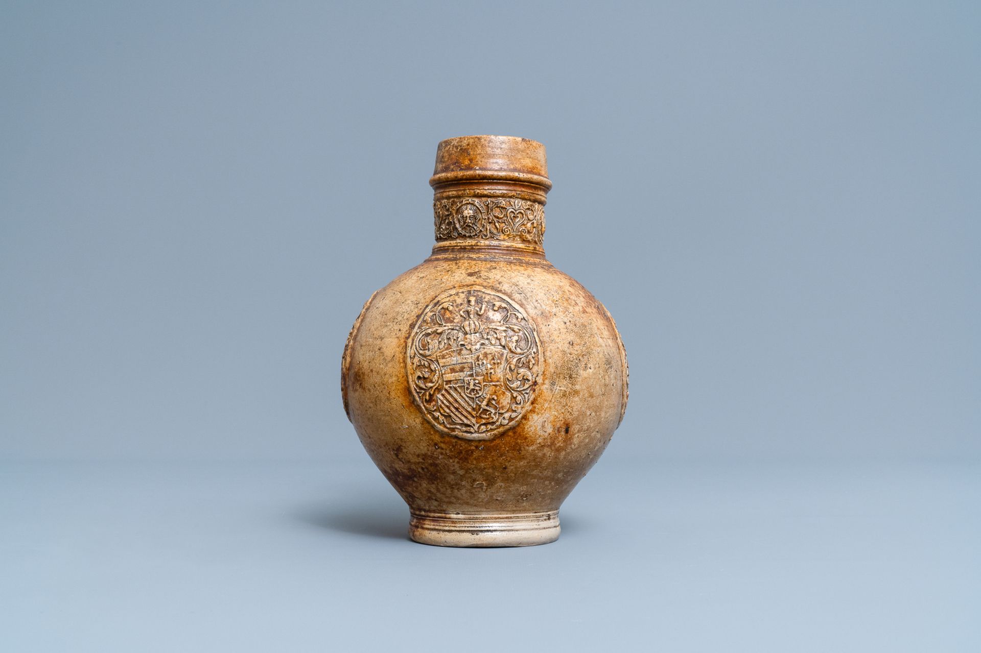 A stoneware jug with three armorial medallions, Raeren, ca. 1600 - Image 3 of 8