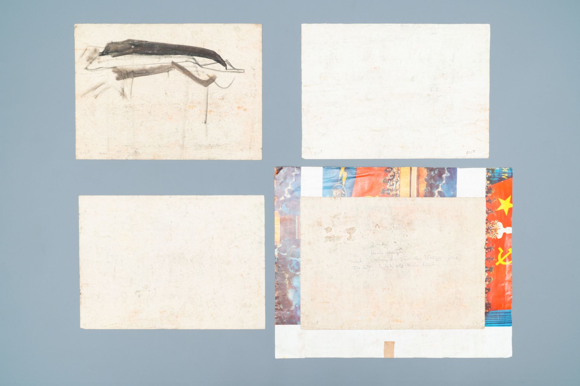 Doan Hong (Vietnam, 1960), oil and gouache on paper, dated 1978: 'Four views' - Image 2 of 6