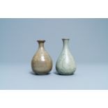 Two Korean celadon vases, probably Goryeo/Joseon, 14/15th C.