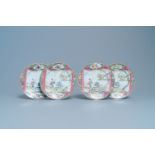 Two pairs of Chinese famille rose 'Romance of the Western Chamber' plates, Qianlong