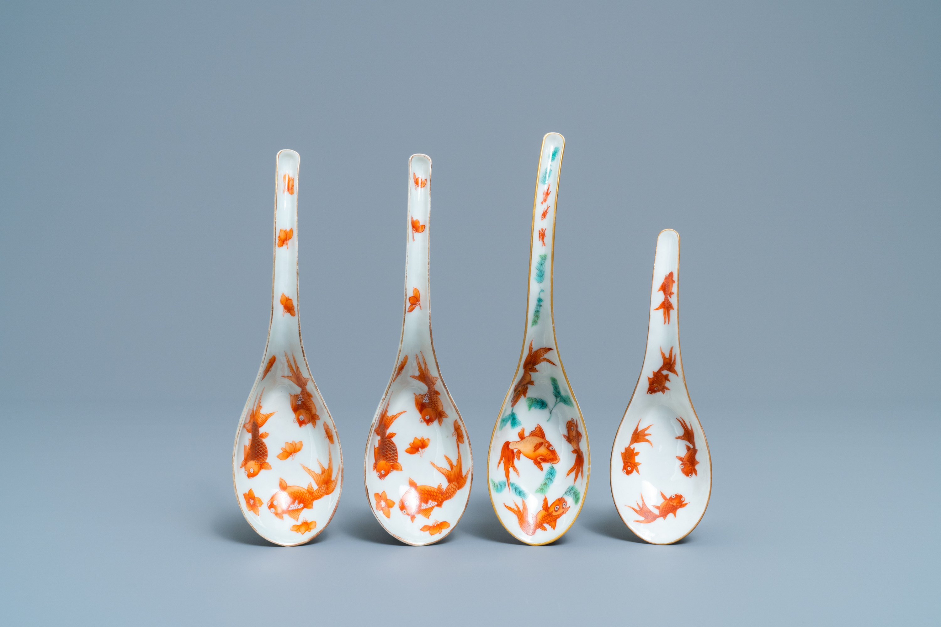 Four Chinese 'goldfish' spoons, Republic and Daoguang mark and of the period