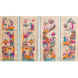 Vietnamese school, prints enhanced with ink and colour: 'Four scrolls'
