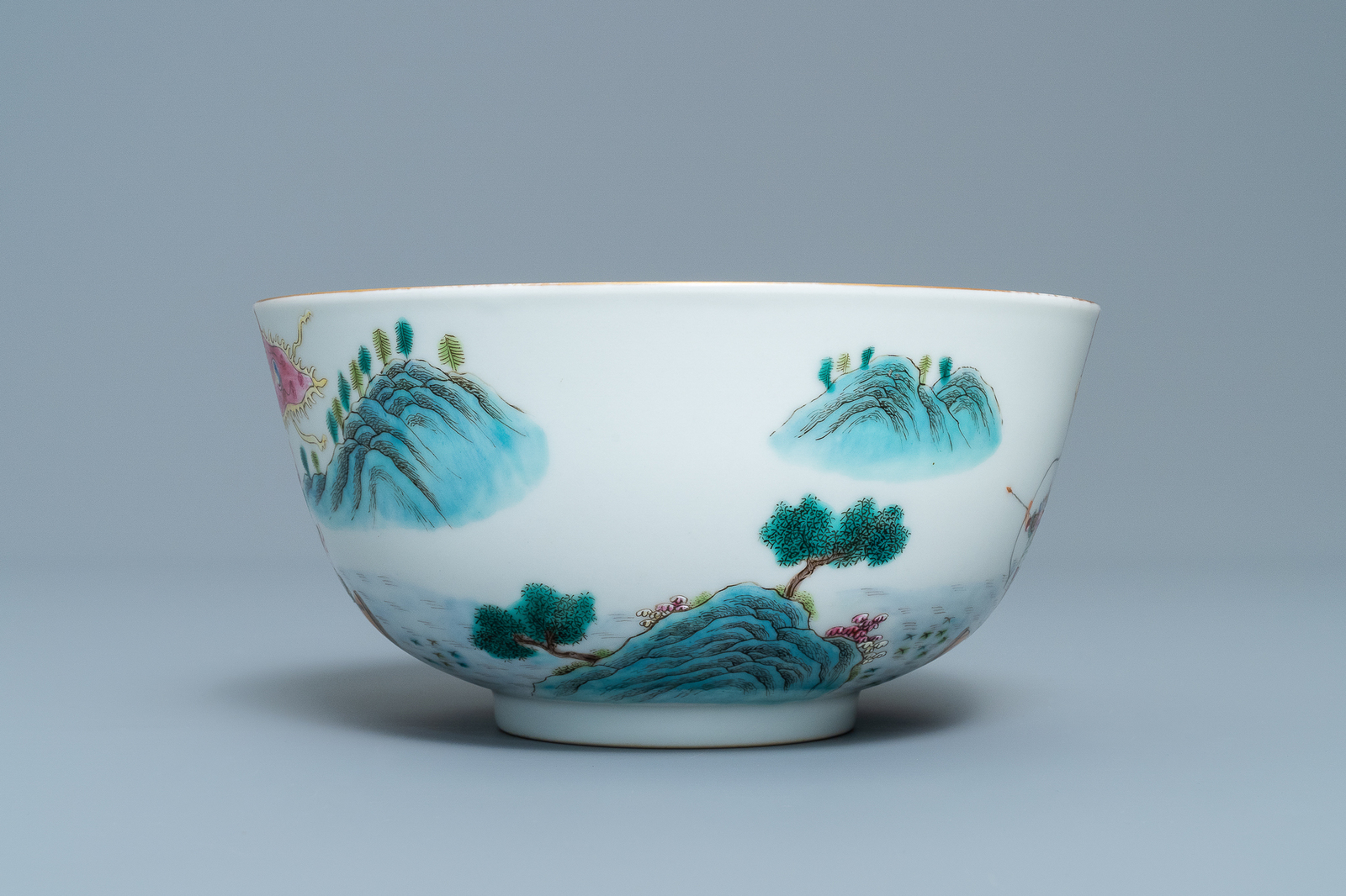 A fine Chinese famille rose bowl, Qianlong mark, 20th C. - Image 3 of 7