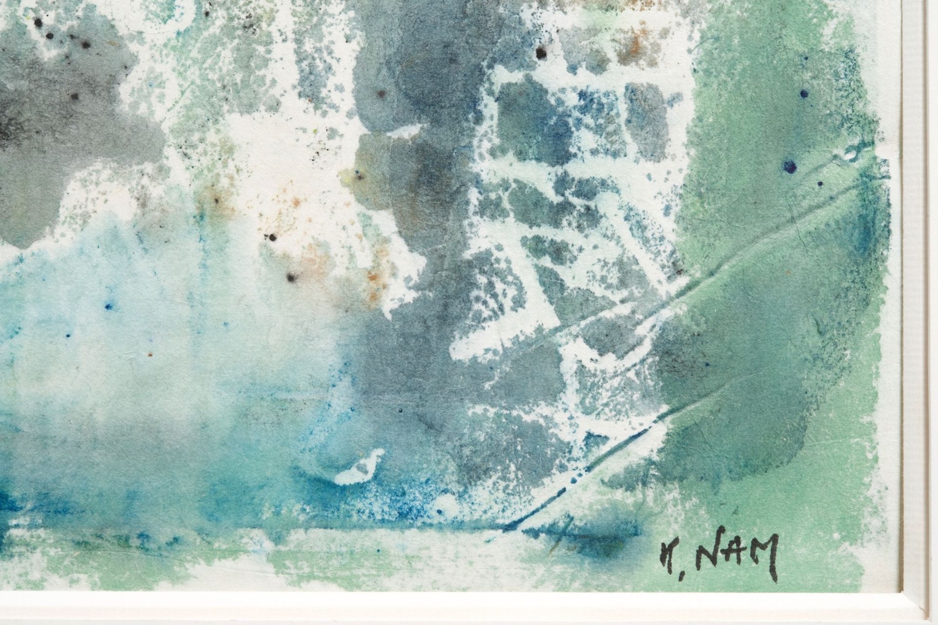 Nam Kwan (Korea, 1911-1990): Composition, watercolour on paper, dated 1974 - Bild 3 aus 7