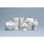 Six various Chinese famille rose and qianjiang cai vases, 19/20th C.