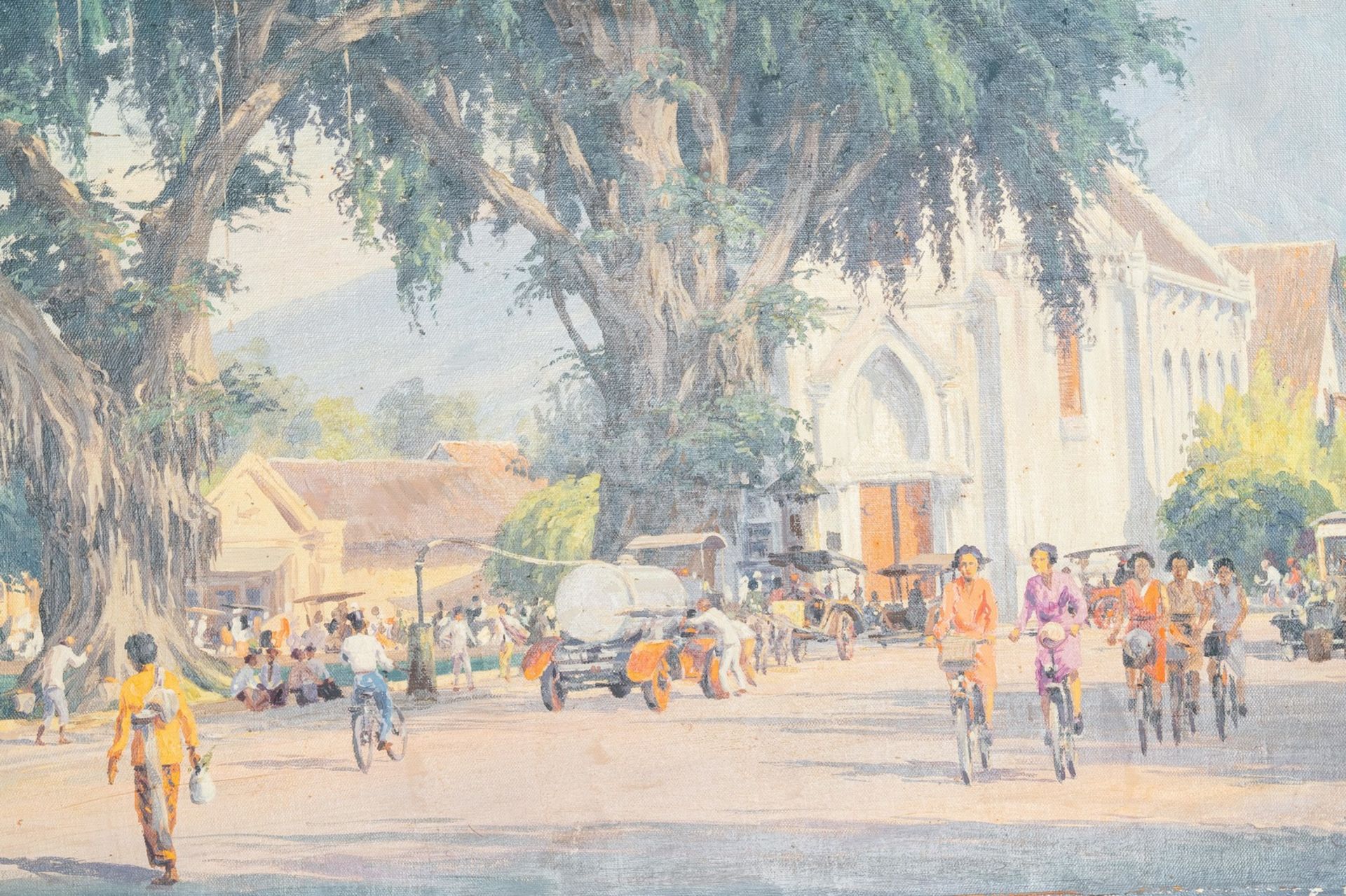 Willem Jan Pieter van der Does (1889-1966), oil on canvas: 'A streetview in Bali' - Bild 4 aus 7