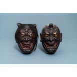 Two Japanese Noh masks, Edo, 18/19th C.