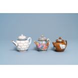 Three various Chinese porcelain teapots and covers, Qianlong