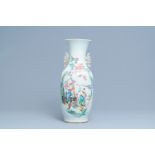 A Chinese famille rose 'Zhang Guolao' vase, 19/20th C.