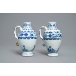 A pair of Chinese blue and white ewers, Transitional period