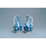 A pair of Japanese blue and white Arita jugs, Edo, 17/18th C.