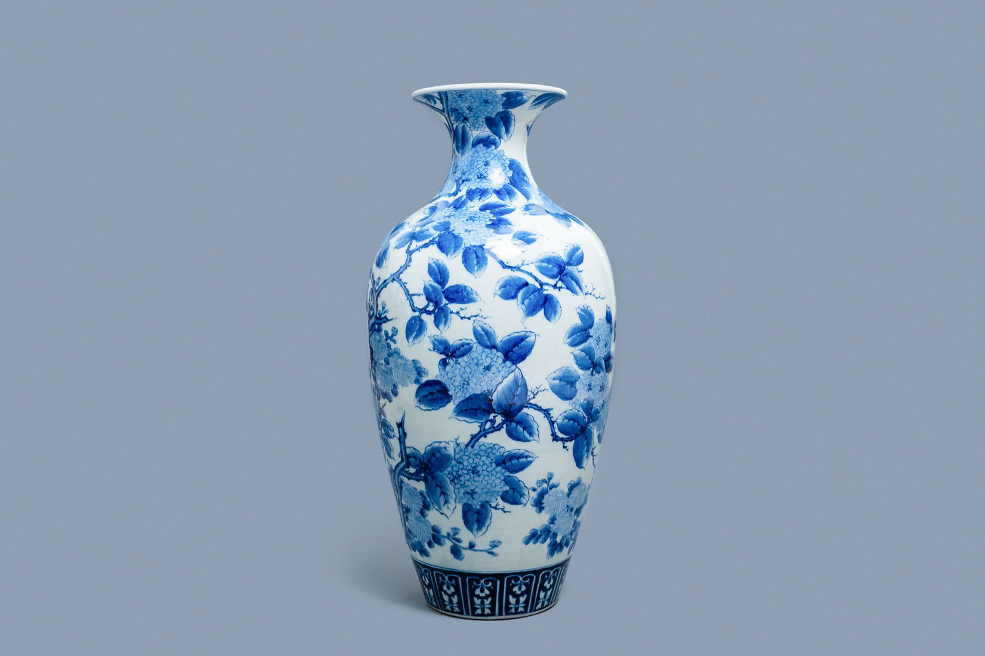 A large Japanese blue and white Arita vase, Meiji, 19th C. - Image 4 of 6