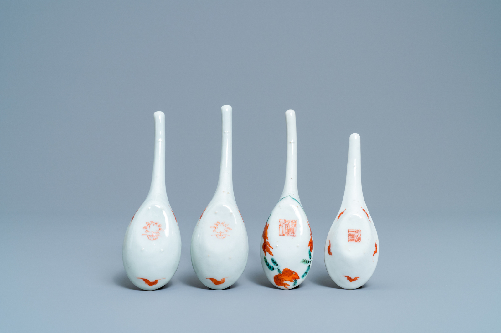 Four Chinese 'goldfish' spoons, Republic and Daoguang mark and of the period - Image 2 of 4