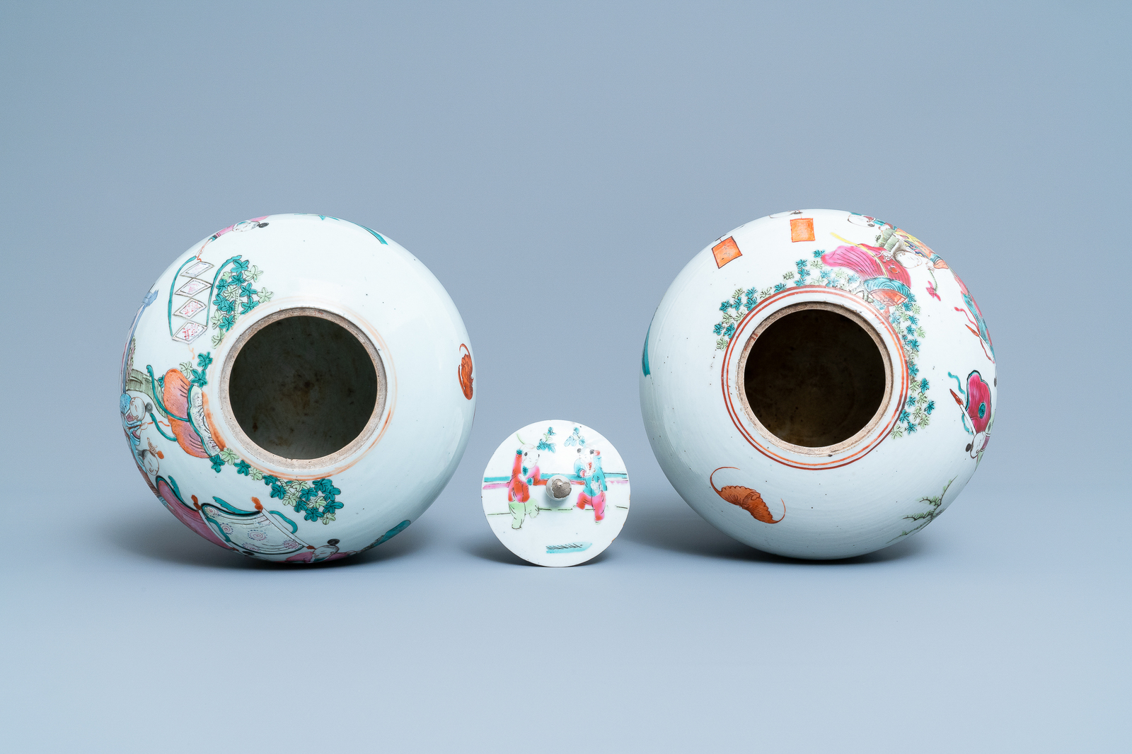 Three Chinese famille rose jars, 19th C. - Image 6 of 9