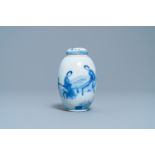 A Chinese blue and white covered tea caddy, Kangxi