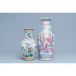 Two Chinese famille rose vases, 19th C.