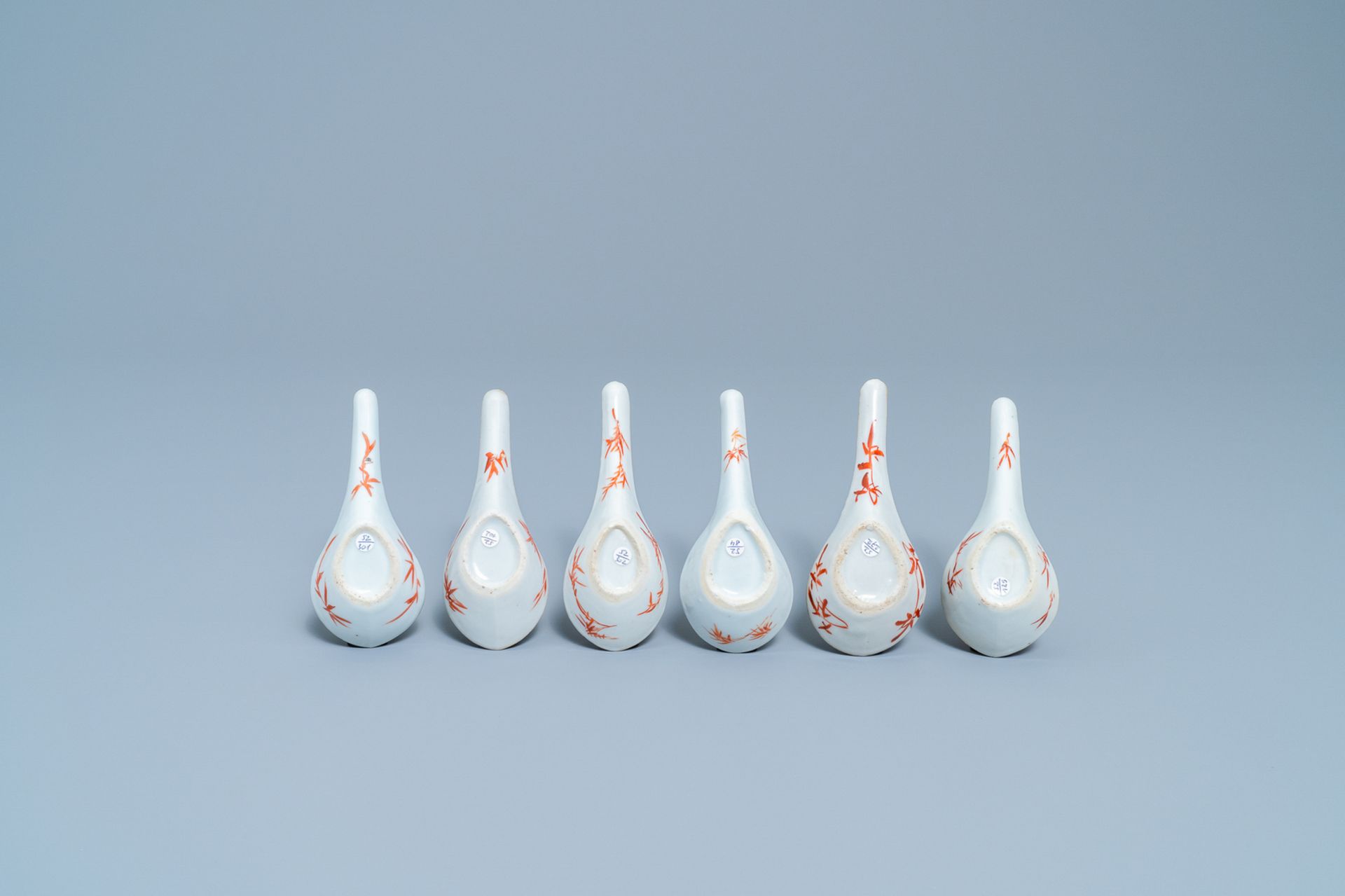 Six various Chinese enamelled spoons, 19/20th C. - Image 3 of 5