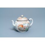 A large Chinese famille rose Meissen-style teapot and cover, Qianlong