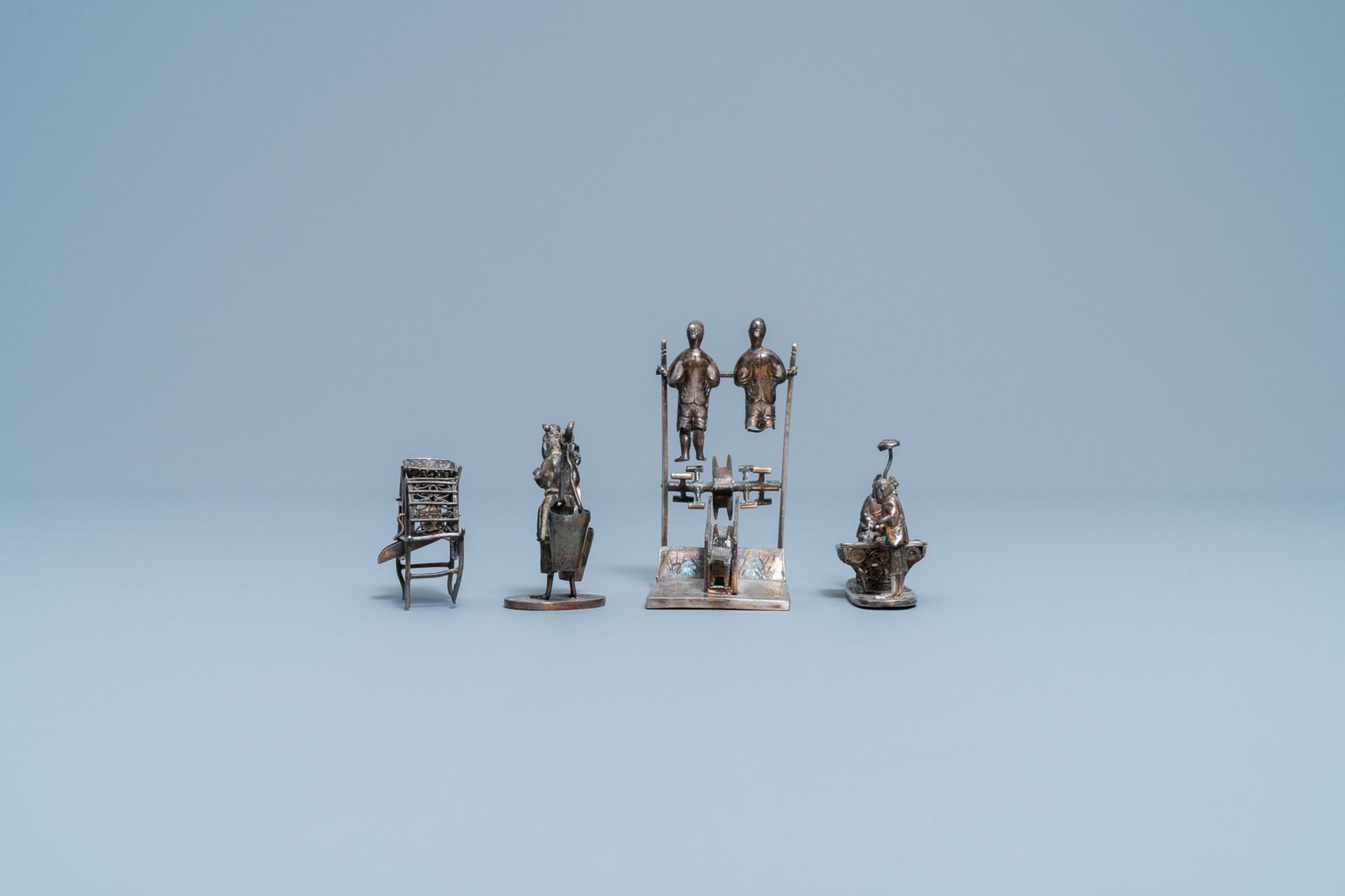A group of Chinese silver miniatures, 19th C. - Image 9 of 20