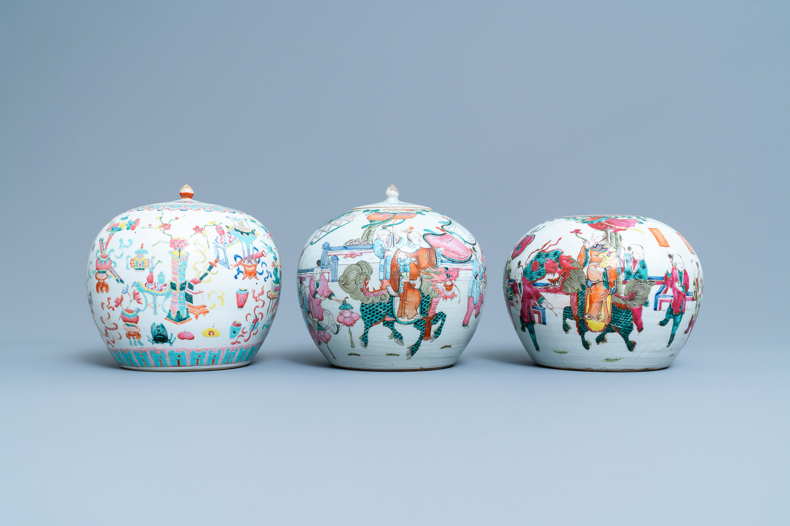 Three Chinese famille rose jars, 19th C. - Image 2 of 9