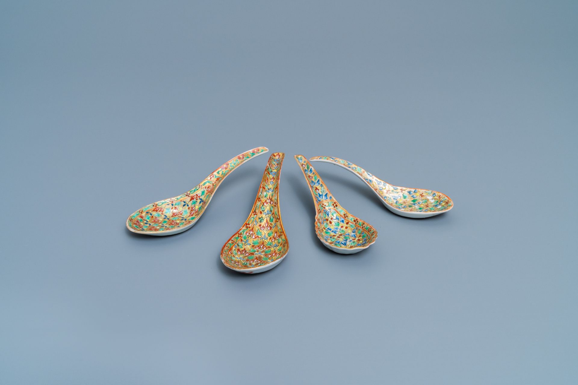 Four Chinese Thai market Lai Nam Thong spoons, 19th C.