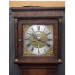 CIRCA 1820 & LATER BRASS DIAL OAK LONGCASE CLOCK, 12in square brass dial and silvered chapter ring