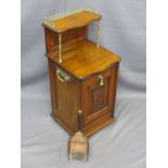 EDWARDIAN MAHOGANY COAL CABINET having galleried shelf, carry handles and other fittings in brass,