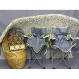 MIXED PARCEL OF GARDEN & HOUSEHOLD ITEMS including two folding canvas chairs, an oatmeal colour