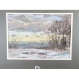 ANGUS RANDS (of Harrogate) pastel mixed media - winter scene, Yorkshire, entitled label verso '