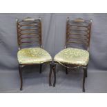 VICTORIAN INLAID MAHOGANY LADDERBACK SALON CHAIRS, a pair, 89cms H, 44cms W, 42cms seat depth